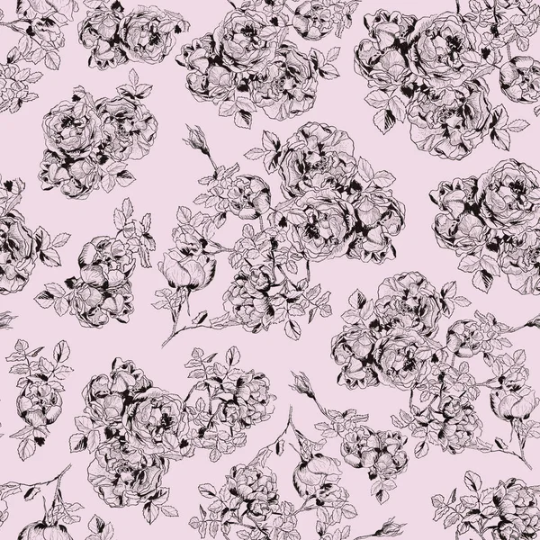 Seamless floral pattern. File size 5000x5000 pixels, 300 dpi. Rosehip branch pattern. It can be used for the design of printing products, packaging, wrapping paper, textiles and clothing, souvenirs.