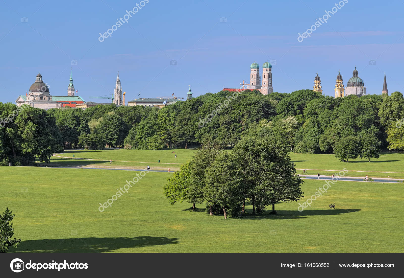 Munich Skyline View From Englischer Garten Germany Stock Photo