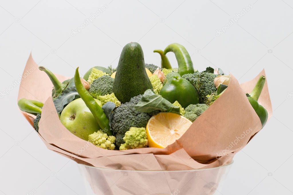 beautiful bouquet of vegetables on a white background