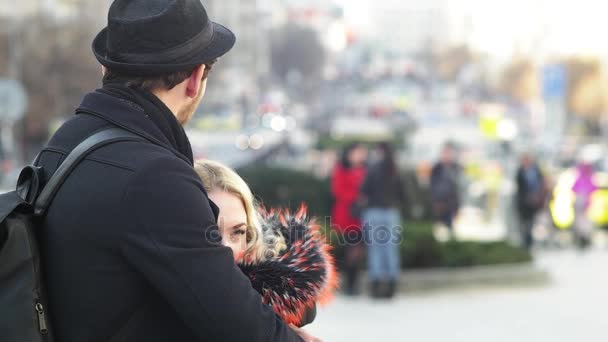 Man Holding His Girlfriend — Stock Video