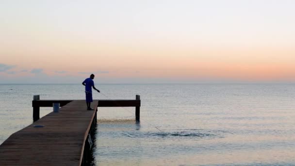 Fisherman in the Morning — Stock Video