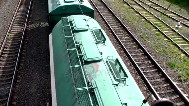 Perspectiva dos vagões ferroviários. Estilo soviético . — Vídeo de Stock
