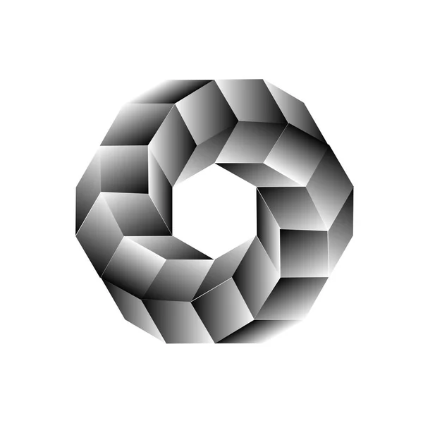 Hexagon en kubussen met optische illusie-effect — Stockvector