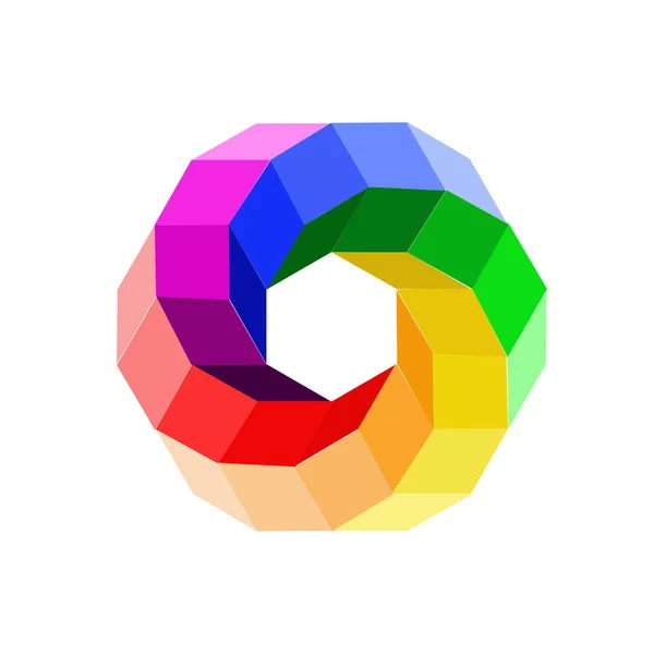 3d illusion color wheel forming a hexagon — Stock Vector