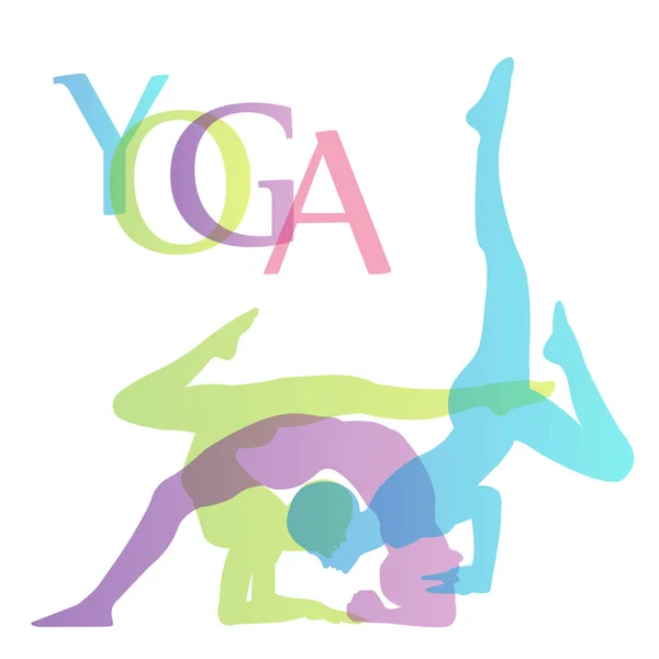 Yoga pose siluet - Stok Vektor