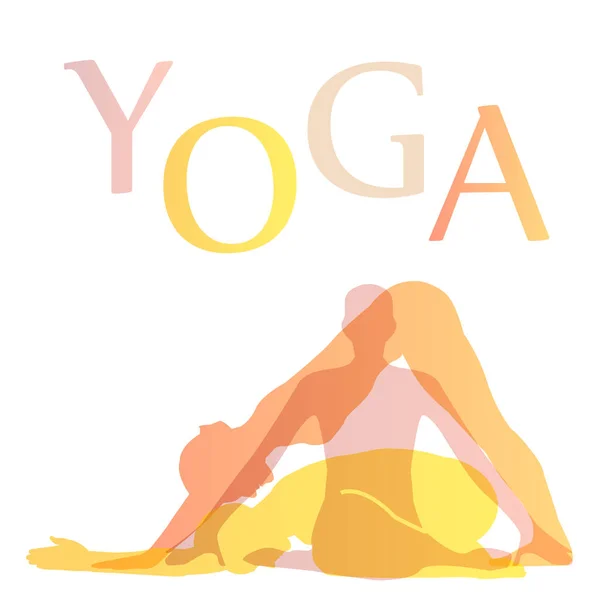 Yoga poses silhouette — Stock Vector