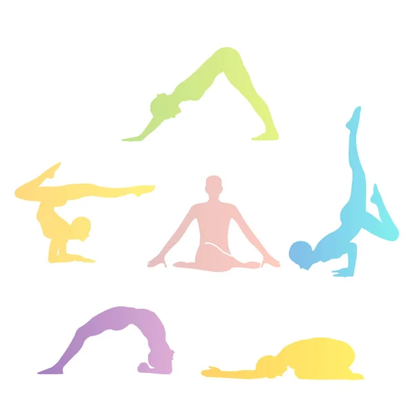 Yoga poses silhouette — Stock Vector