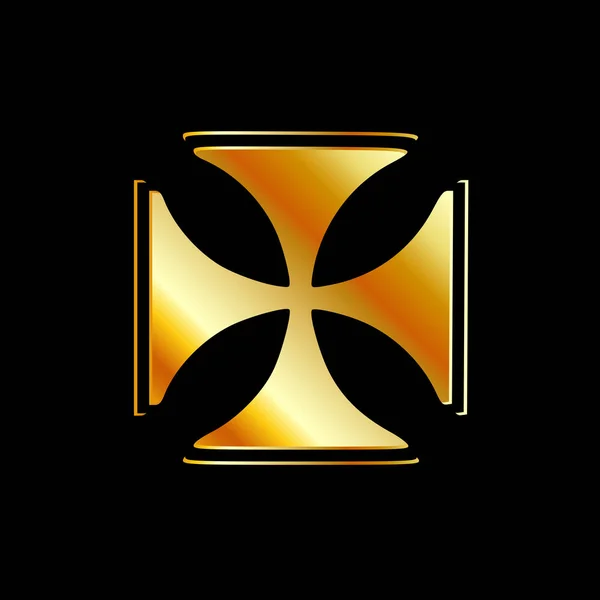 Golden cross pattee symbol on black- symbol of Christianity — Stock Vector