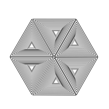 Optik illüzyon altıgen ile üçgenler-Line kompozisyon farklı şekiller şekillendirme şekillendirme