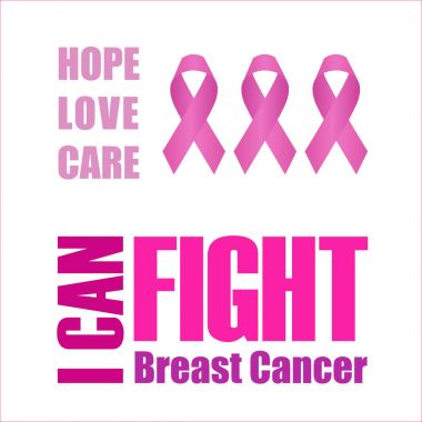 I can fight breast cancer poster with pink ribbon clipart