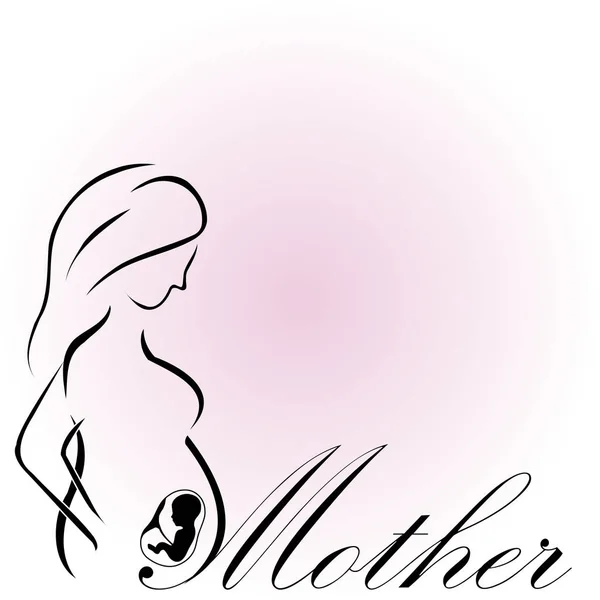 Madre Embarazada Con Bebé Vientre Feliz Día Las Madres Mamá — Vector de stock