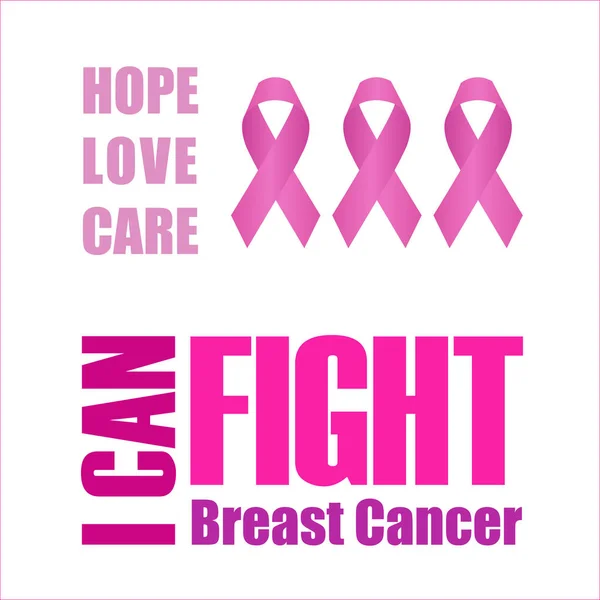 I can fight breast cancer poster with pink ribbon — Stock Vector
