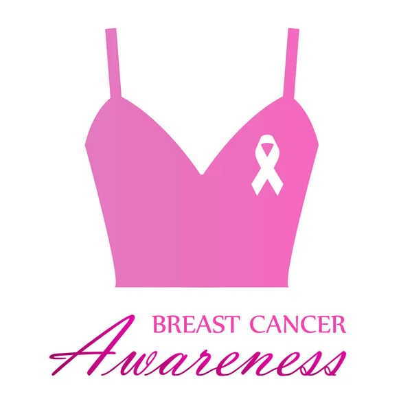 Brustkrebs-Bewusstseinsband auf rosa Oberteil — Stockvektor