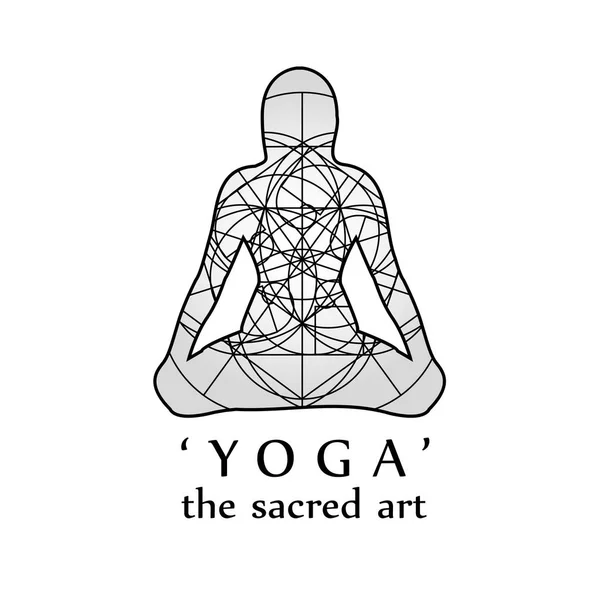 Yoga Esotérico Silueta Una Mujer Postura Yoga Con Geometría Sagrada — Vector de stock