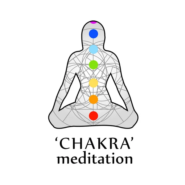 Los siete chakras con sus respectivos colores — Archivo Imágenes Vectoriales