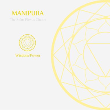 Manipura- The solar plexus chakra which stands for wisdom or power clipart