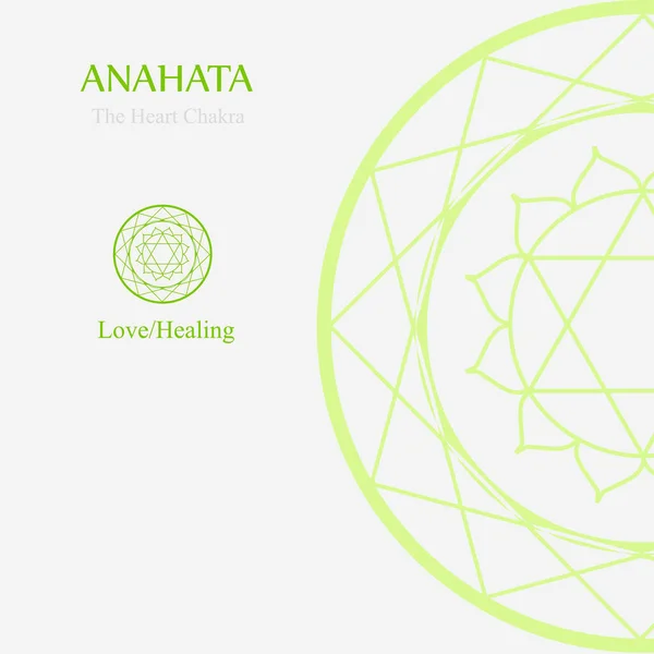 Anahata Chakra Coração Que Significa Amor Cura Thw Palavra Anahata — Vetor de Stock