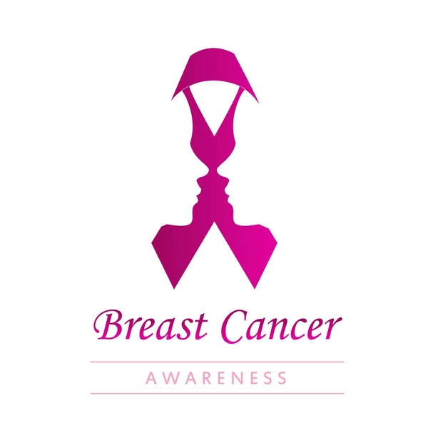 Wstążki z twarzy 2 kobiet plakat kobiet do walki z rakiem piersi — Wektor stockowy