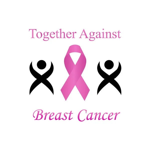 Bersama Sama Dengan Breast Cancer Kesadaran Kanker Payudara Pita - Stok Vektor