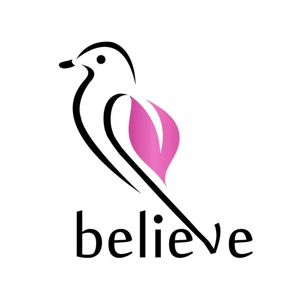 Acredito Pássaro Bonito Mostrando Crença Suas Asas — Vetor de Stock