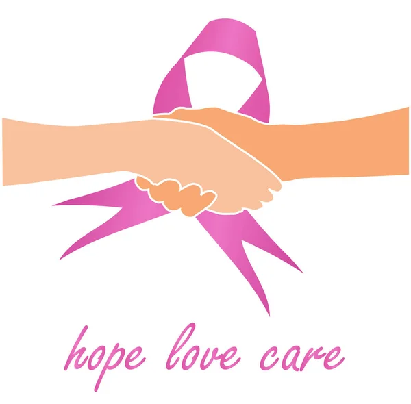 Dukungan Untuk Penderita Kanker Payudara Pita Merah Muda Dengan Kutipan - Stok Vektor