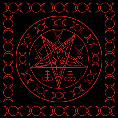 Wiccan symbols- Cross of Sulfur, Triple Goddess, Sigil of Baphomet and Lucifer clipart