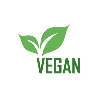 Organik vejetaryen diyeti için yeşil yapraklı vejetaryen logosu