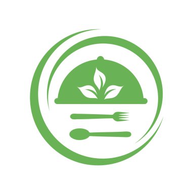 Cafe or restaurant serving Organic food logo- leaves symbolizing Vegetarian friendly diet by European Vegetarian Union clipart