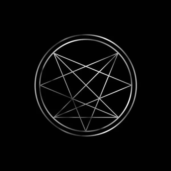 Occulte Symboliek Orde Van Negen Hoeken Symbool Zilver — Stockvector