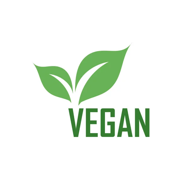 Vegan Logo Green Leaves Organic Vegetarian Friendly Diet — Stock Vector