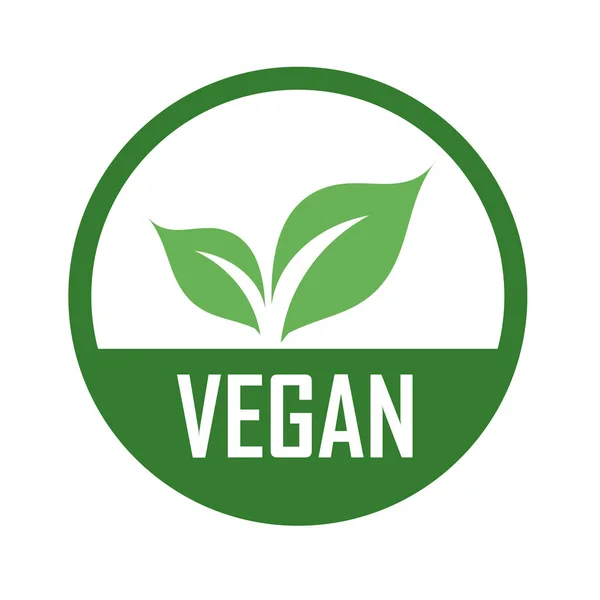 Logo Vegano Con Hojas Verdes Para Dieta Ecológica Vegetariana Símbolo — Vector de stock