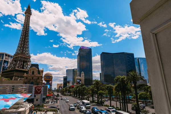 LAS VEGAS - MAY 08: Utsikt over stripen på MAY 08, 2019 i Las Vegas. Las Vegas Main Strip er en strekning på ca 4,2 km på Las Vegas Boulevard i Clark County i Nevada. . – stockfoto