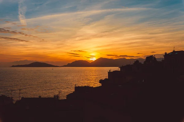 Raro Tramonto Sulla Spiaggia Italia — Foto Stock