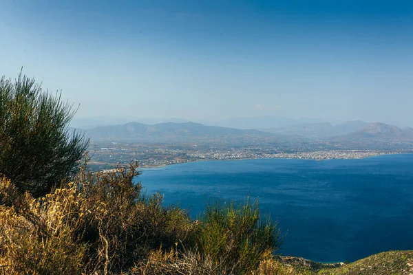 Panoramic view of Loutraki and Aegean sea
