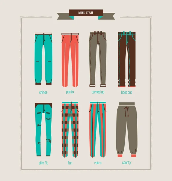 男装裤和牛仔裤矢量图 — 图库矢量图片