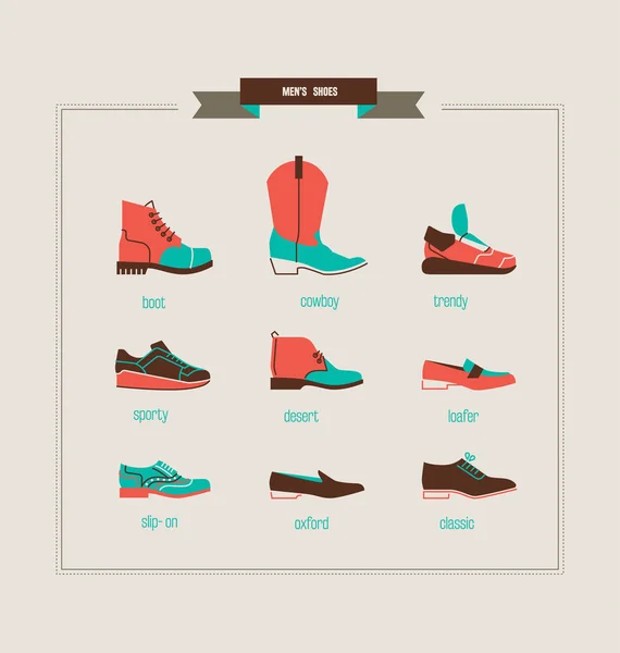 Zapatos de los hombres y botas vector ilustración — Vector de stock