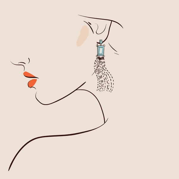 Hermosa mujer con pendientes — Vector de stock