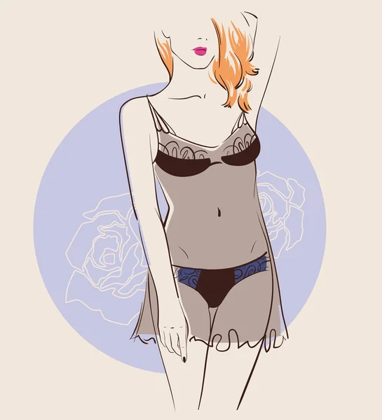 Mooie vrouw dragen van sexy lingerie — Stockvector