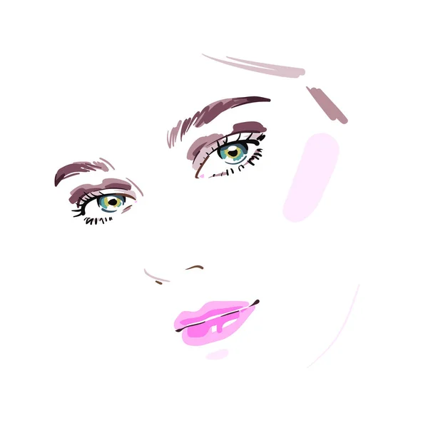 Hermosa cara de mujer — Vector de stock