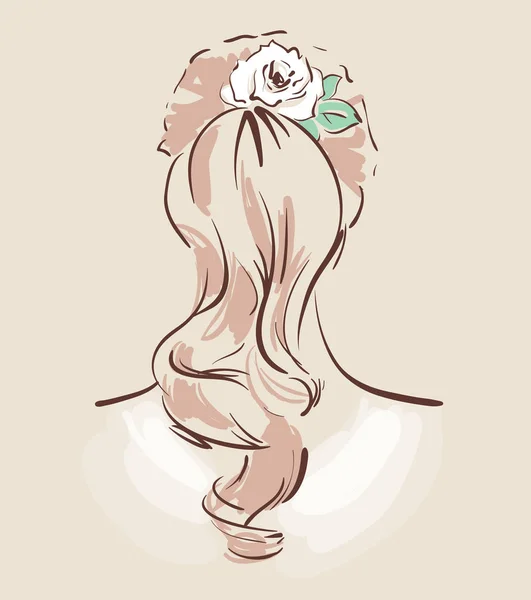 她的头发做和装饰的新娘. — 图库矢量图片