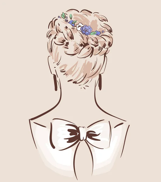 Mariée avec ses cheveux fait et décoré . — Image vectorielle