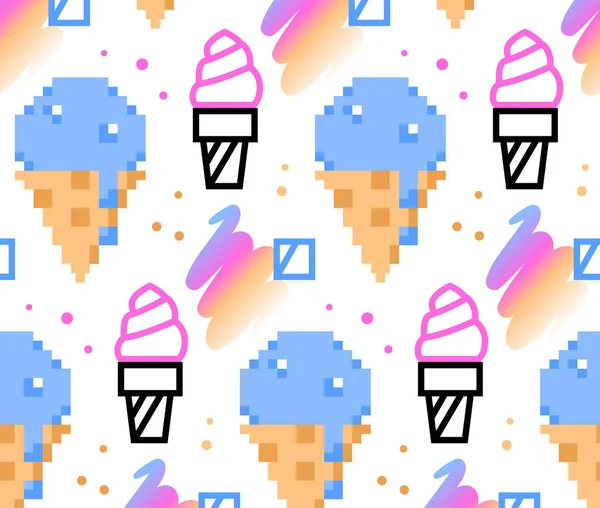 여름 아이스크림 원활한 패턴. — 스톡 벡터