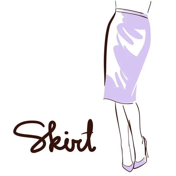 Mulher bonita usando uma saia midi . — Vetor de Stock