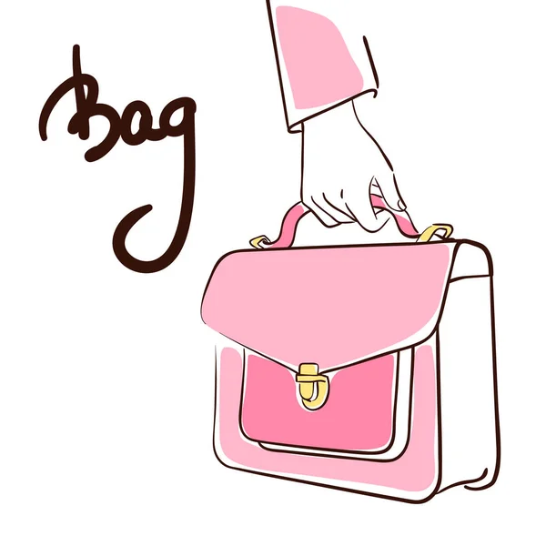 Belle femme tenant un sac . — Image vectorielle