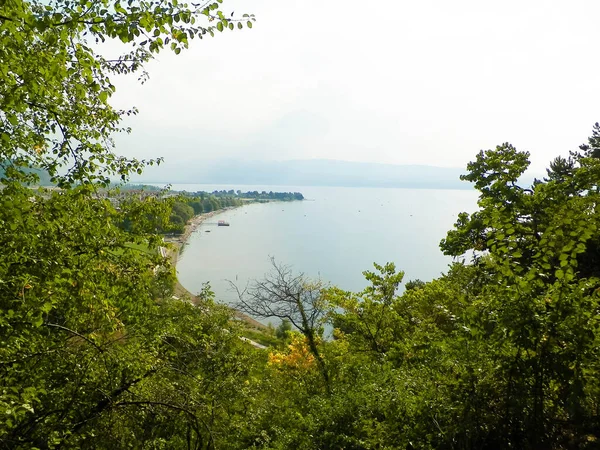 Costa Del Lago Ochrid Ciudad Ochrid Ochrid Lago Más Antiguo — Foto de Stock