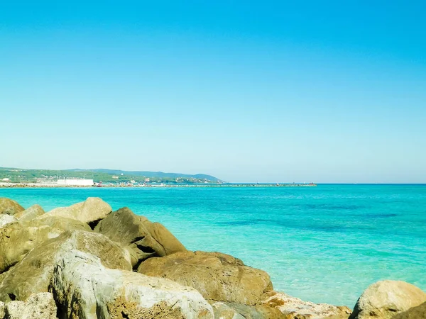 Piedras Playa Vada Agua Transparente Turquesa Arena Blanca Concepto Viaje — Foto de Stock