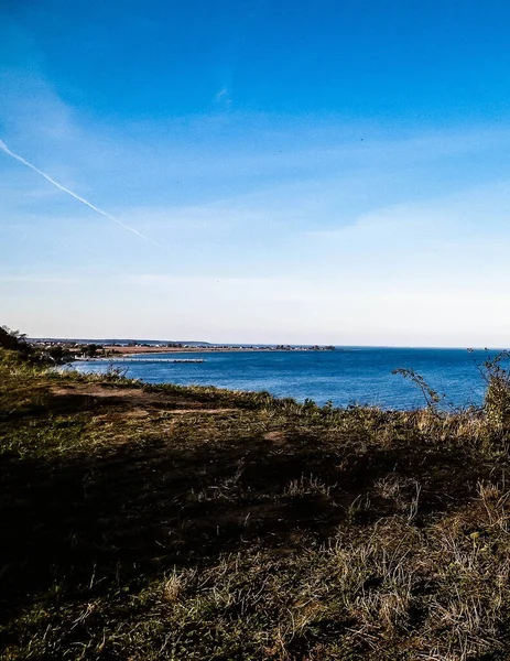 Baltské Moře Útesu Mechelinki Polsko Příroda Cestování Kopírovat Prostor Modré — Stock fotografie