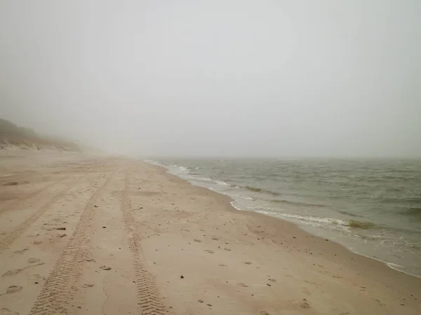 Küstengebiet Bei Kaltem Nebligem Tag Faul Stürmisches Wetter Der Ostseeküste — Stockfoto