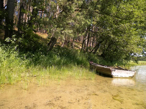 Båt Wdzydzkies Sjökust Gamla Övergivna Båt Wdzydze Lake Coast Wdzydze — Stockfoto