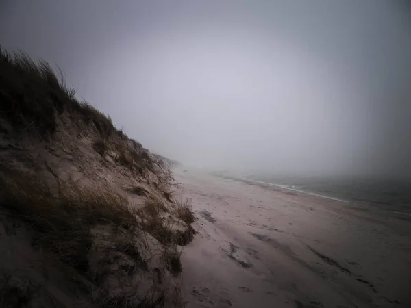 Zona Costera Frío Día Niebla Lazy Tiempo Tormentoso Costa Del —  Fotos de Stock